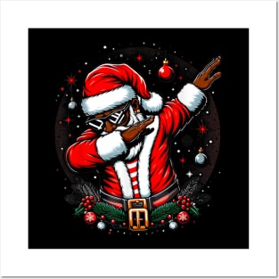 Santa Claus Black Christmas Afro African American Xmas Posters and Art